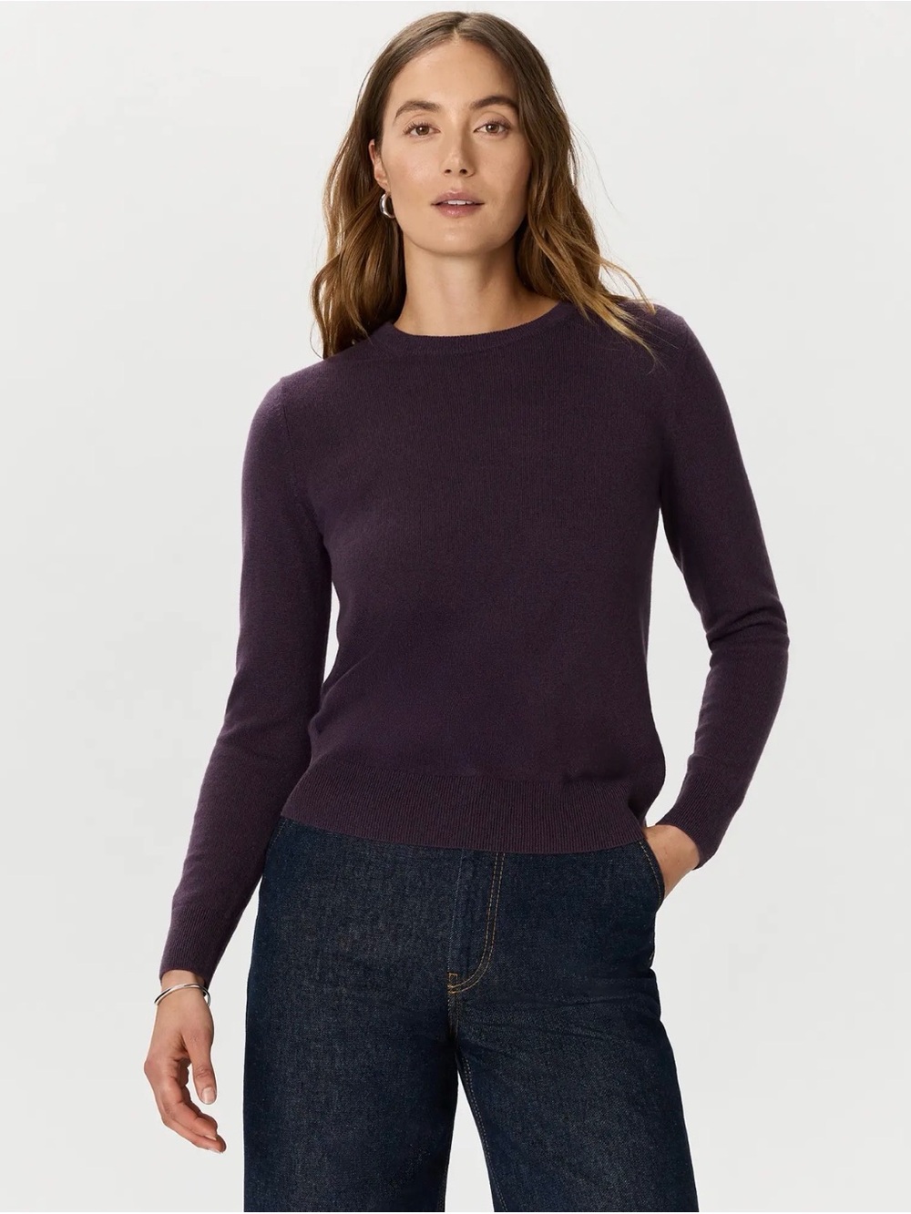 Quince 100%  Mongolian Cashmere Crewneck Sweater Deep Orchid Purple Medium 1295
